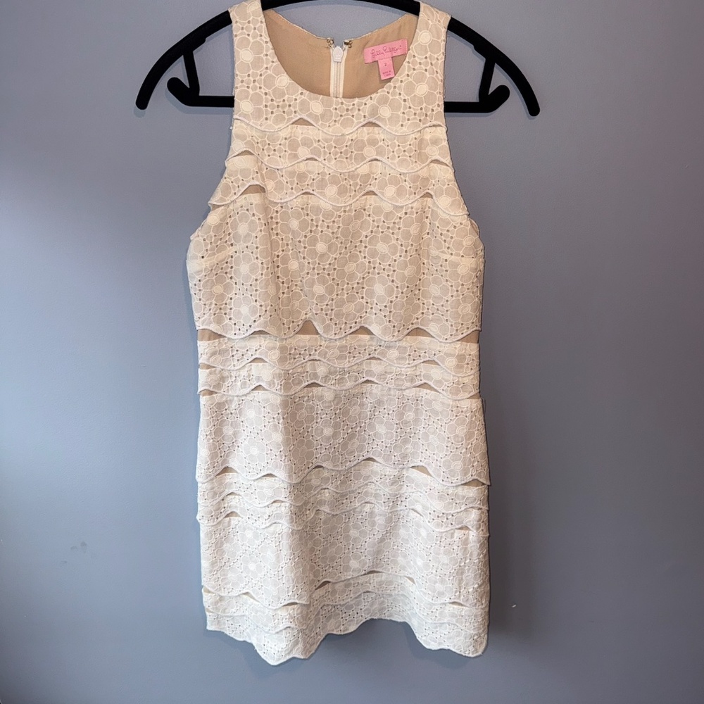 Lilly Pulitzer White Lace Tiered Sleeveless Dress - Size 2